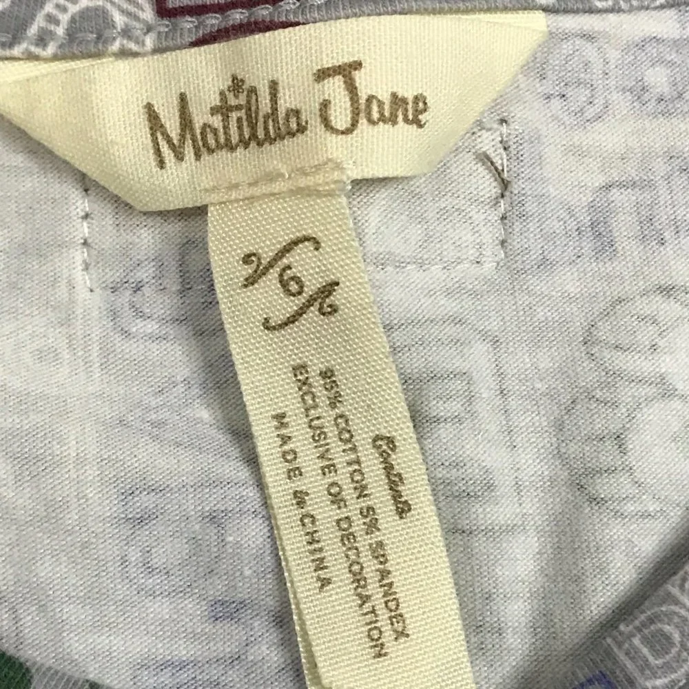 Matilda Jane Choose Your Own Path The Best You Can‎ Be Tee Shirt Size 6 Gray
